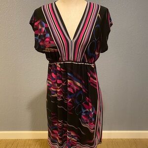 Bisou Bisou Black Dress with Pink and Blue Stripes